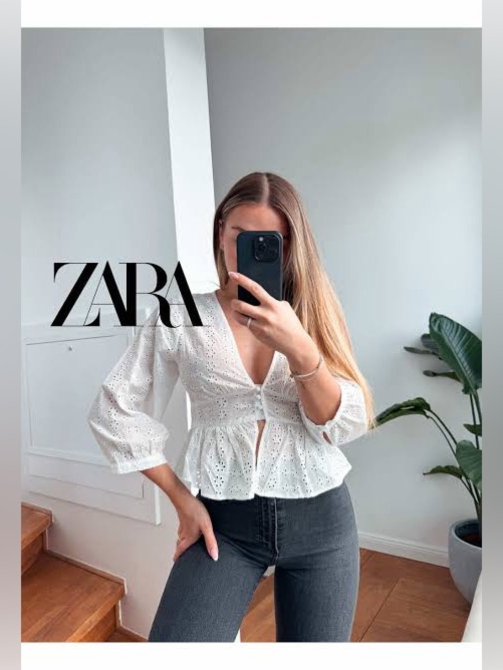 NWT Zara 100% cotton embroidered eyelet blouse Small 3722/819